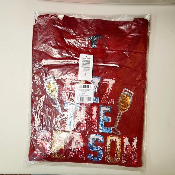 ❤️NWT VINTAGE TORRID SWEATSHIRT CHRISTMAS HOLIDAY - FIZZ THE SEASON - PLUS SIZE - Picture 6 of 8